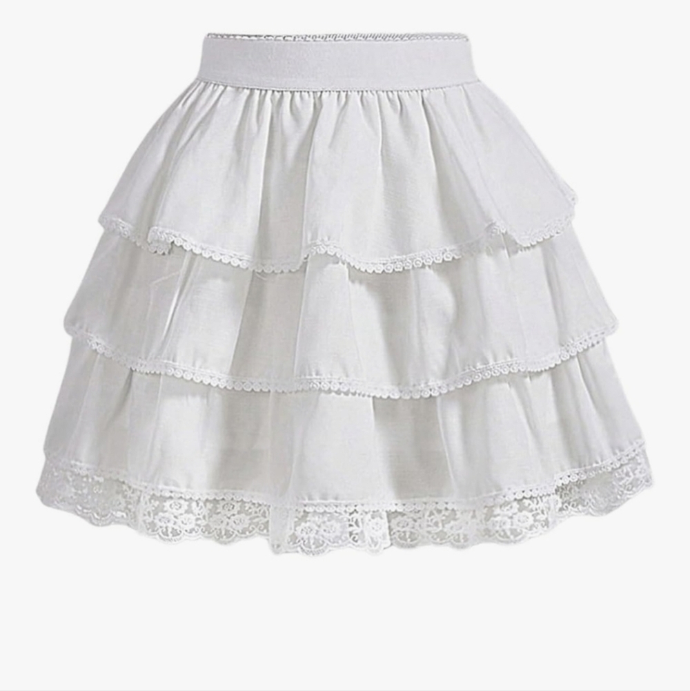 Elegant White Lace Tiered Skirt